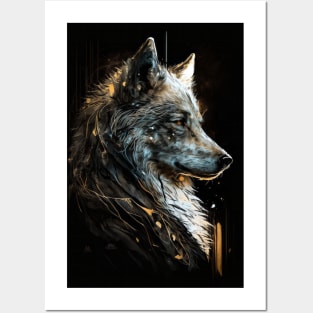 Wolf Portrait Animal Nature Wildlife Dark Painting Wild Spirit Posters and Art